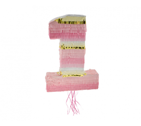 Godan Pinata pull cijfer 1 roze-goud | per stuk Godan Pinata pull cijfer 1 roze-goud | per stuk