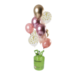 Tuf-Tuf Bouteille d'hélium avec 24 ballons rose doré et ruban | par lot