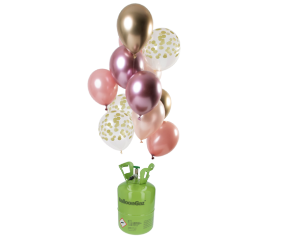 Tuf-Tuf Helium Tank with 24 Golden Blush Balloons and Ribbon | per set