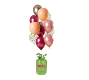 Tuf-Tuf Heliumflasche mit 24 rubinroten Ballons und Schleife | pro Set
