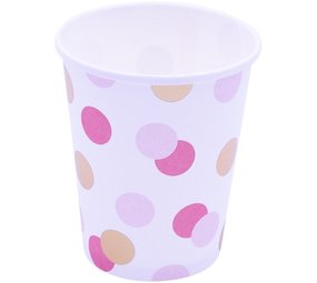 Bekers roze en goud stippen 250ml | 8 stuks Bekers roze en goud stippen 250ml | 8 stuks