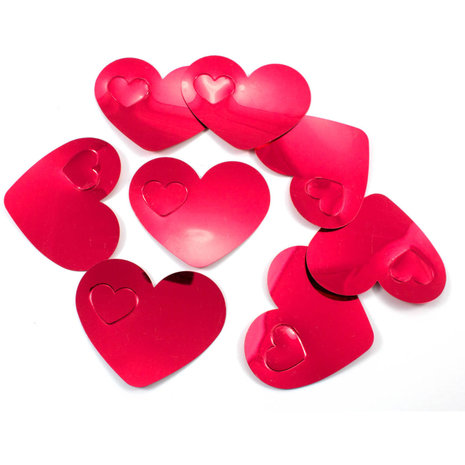 Folat Confettis de table XL en forme de cœurs rouges | 8 x 6,5 cm