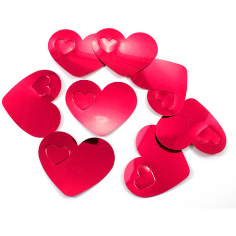 Folat Table confetti XL red hearts | 8 x 6.5cm