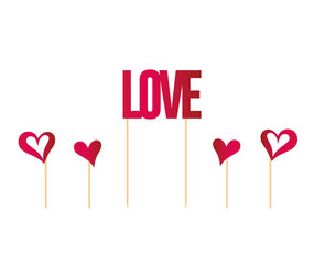 Folat Cake toppers LOVE and hearts | 5 pieces