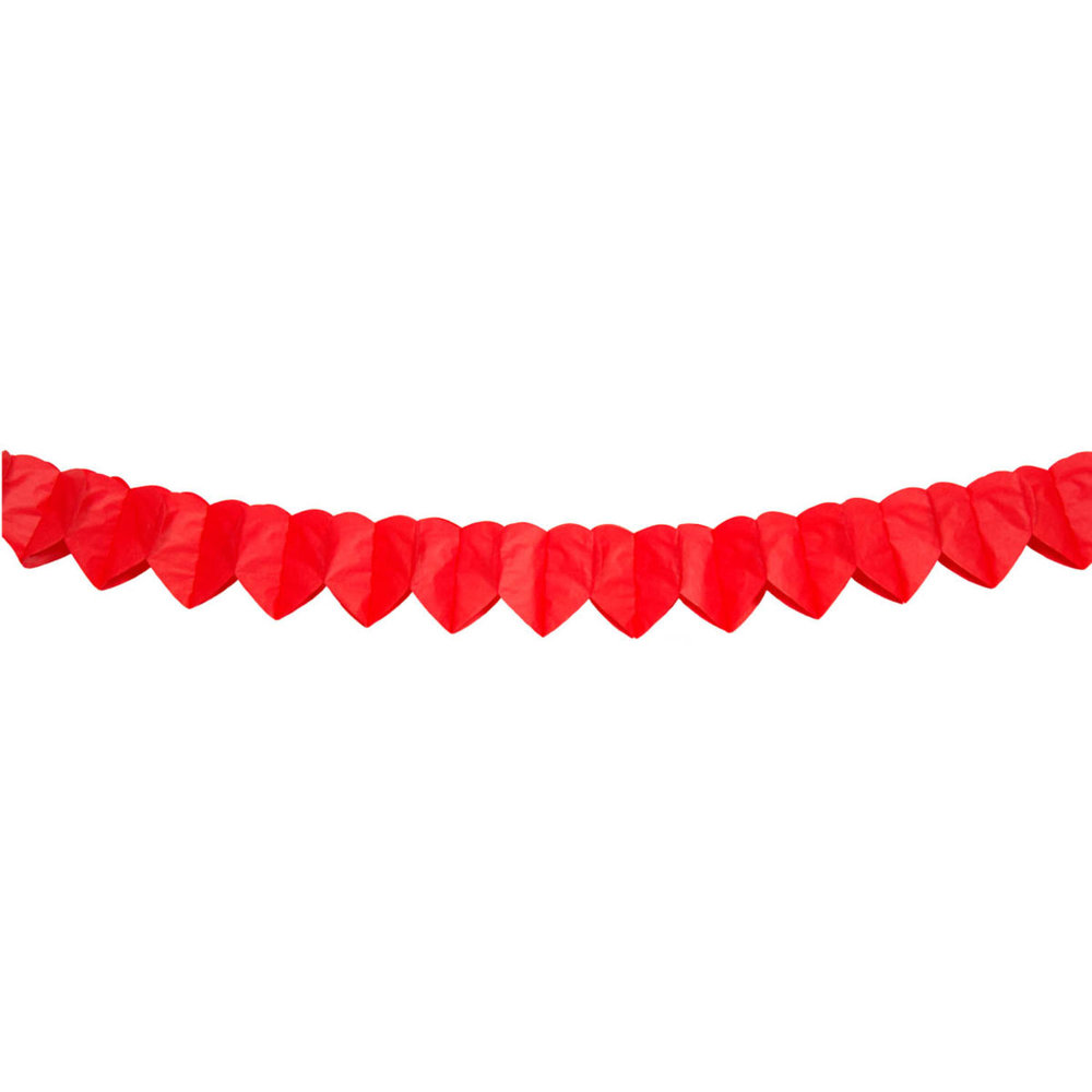 WeFiesta Guirlande de papier rouge à cœurs | 6 mètres