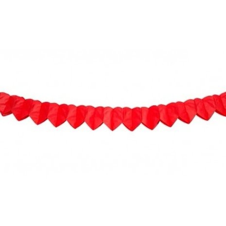 WeFiesta Guirlande de cœurs en papier rouge (2 pièces) | 250 cm