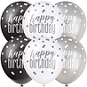 Ballons d'anniversaire scintillants noir, argent et blanc | 6 pièces Ballons d'anniversaire scintillants noir, argent et blanc | 6 pièces