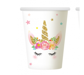 Godan Tasses Bébé Licorne Dorées 266 ml | Lot de 6