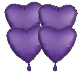 Anagram Ballon en forme de cœur gonflé à l'hélium, violet métallisé | 4 pièces