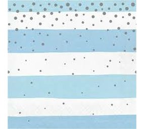 Creative Converting Serviettes bleues et argentées 32x32cm | 16 pièces