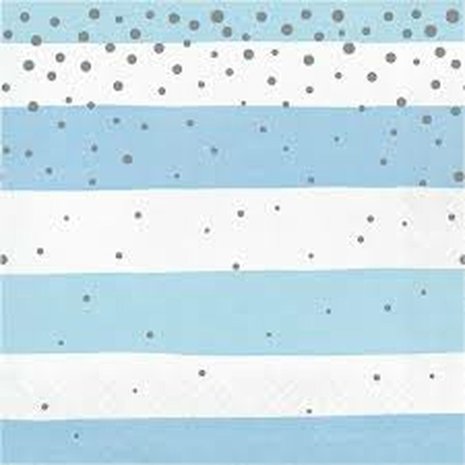 Creative Converting Blaue und silberne Servietten 32 x 32 cm | 16 Stück