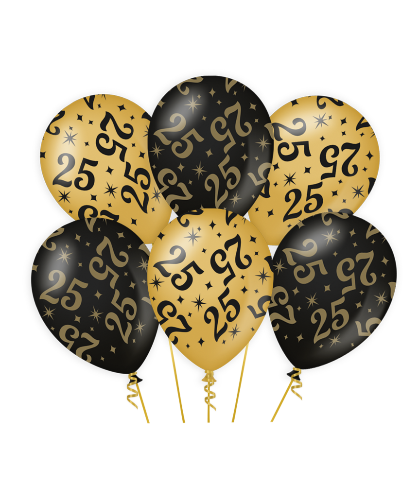 Paper Dreams Ballonnen 25 jaar Classy 30cm | 6 stuks Paper Dreams Ballonnen 25 jaar Classy 30cm | 6 stuks