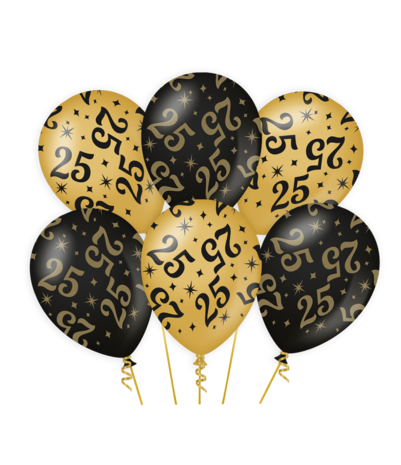 Paper Dreams Ballonnen 25 jaar Classy 30cm | 6 stuks Paper Dreams Ballonnen 25 jaar Classy 30cm | 6 stuks