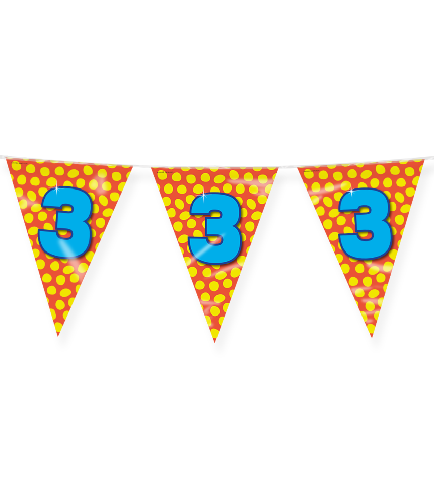 Paper Dreams Guirlande de fanions pour fête de 3 ans, 10 m | à l'unité