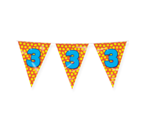 Paper Dreams Guirlande de fanions pour fête de 3 ans, 10 m | à l'unité