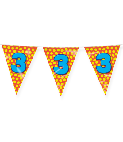 Paper Dreams Guirlande de fanions pour fête de 3 ans, 10 m | à l'unité