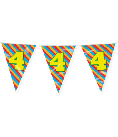 Paper Dreams Guirlande de fanions pour fête d'anniversaire de 4 ans, 10 m | à l'unité