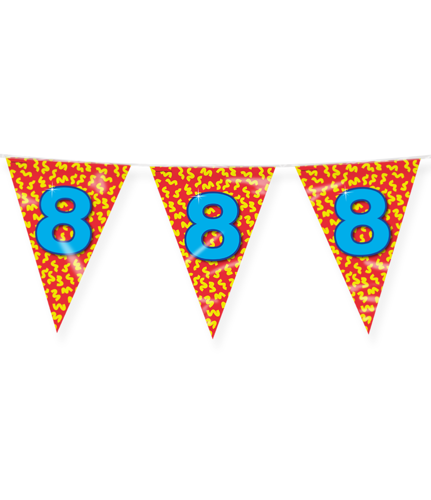Paper Dreams Guirlande de fanions pour fête d'anniversaire de 8 ans, 10 m | à l'unité