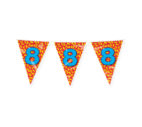 Paper Dreams Vlaggenlijn Slinger 8 jaar Party 10 mtr | per stuk Paper Dreams Vlaggenlijn Slinger 8 jaar Party 10 mtr | per stuk