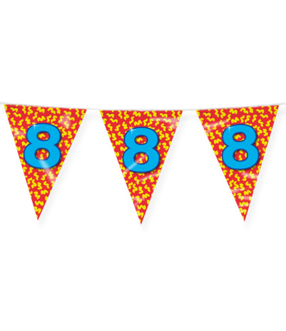 Paper Dreams Guirlande de fanions pour fête d'anniversaire de 8 ans, 10 m | à l'unité
