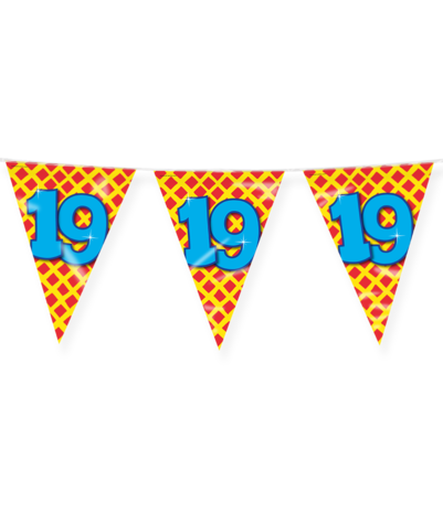 Paper Dreams Flag Garland 19 Years Party 10 m | per piece