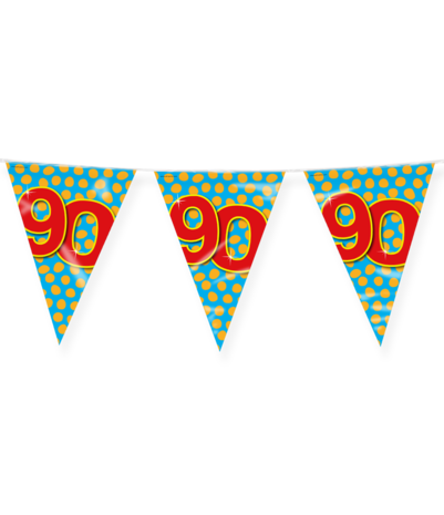 Paper Dreams Vlaggenlijn Slinger 90 jaar Party 10 mtr | per stuk Paper Dreams Vlaggenlijn Slinger 90 jaar Party 10 mtr | per stuk