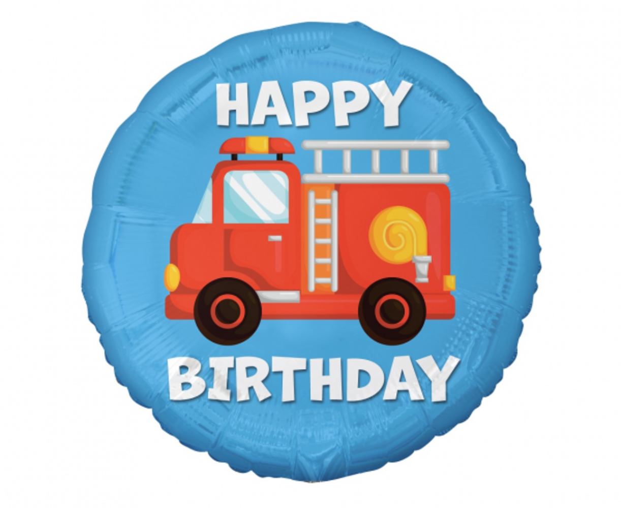 Ballon en aluminium Pompier Joyeux Anniversaire | 45 cm