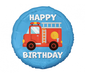 Ballon en aluminium Pompier Joyeux Anniversaire | 45 cm
