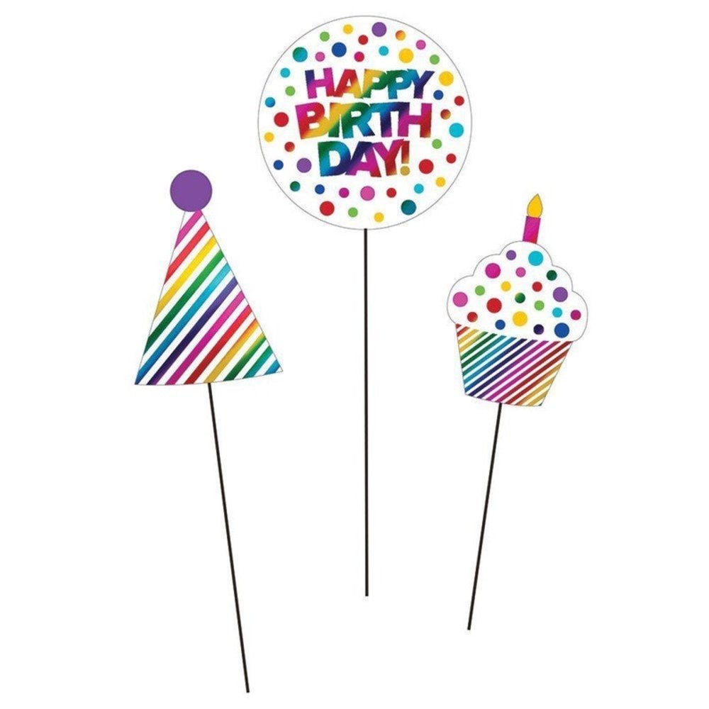Creative Converting Rainbow Cake Picks | 3 pieces
