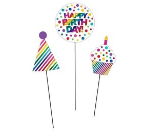 Creative Converting Rainbow Cake Picks | 3 pieces