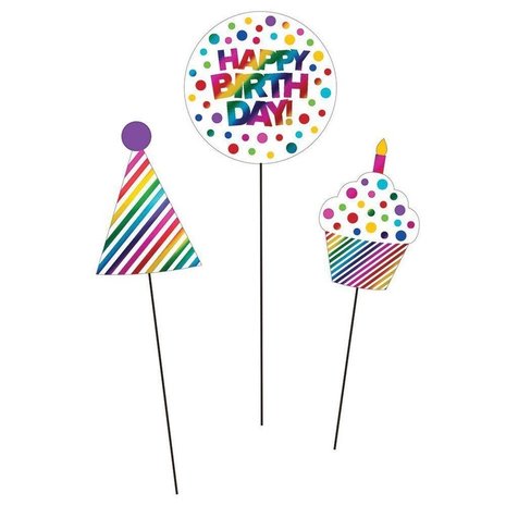 Creative Converting Pics à gâteau arc-en-ciel | 3 pièces