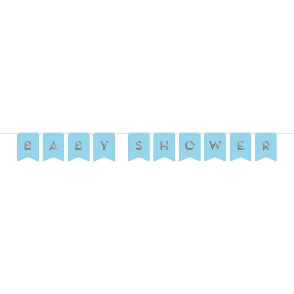 Creative Converting Baby Shower Letter Garland Blue and Silver | 176x15cm