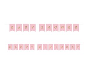 Creative Converting Pink and Gold Baby Shower Letter Garland | 176x15cm