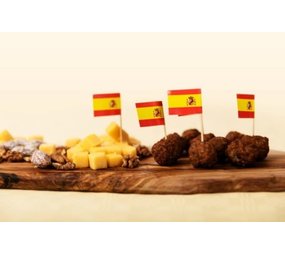 WeFiesta Pics à cocktail aux couleurs du drapeau espagnol rouge et jaune | 50 pièces