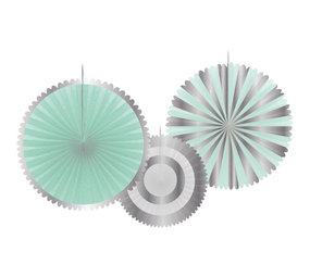 Folat Ensemble éventail Honeycombs Menthe-Argent - 3 pièces