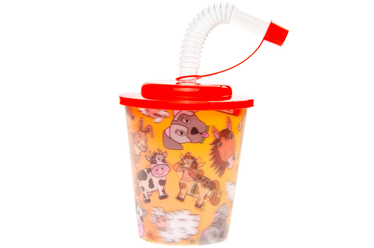 LG Imports Gobelets à friandises Animaux de la ferme avec paille 250 ml | 12 pièces