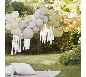 Ginger Ray Arche de ballons à faire soi-même, verte, crème, grise et dorée chromée | par kit