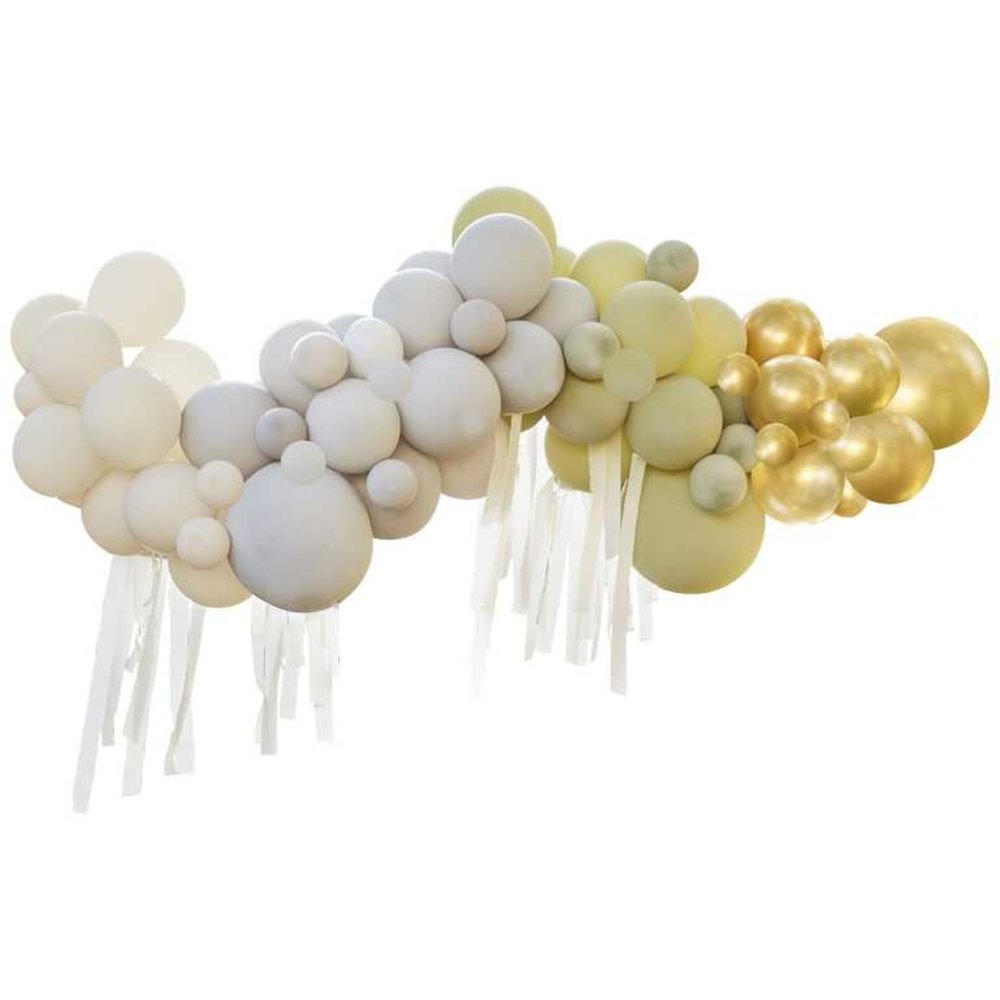 Ginger Ray Arche de ballons à faire soi-même, verte, crème, grise et dorée chromée | par kit