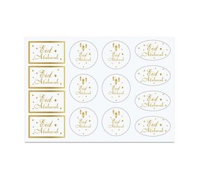 Haza - Witbaard Cadeau labels Eid Mubarak Goud | 14 stuks Haza - Witbaard Cadeau labels Eid Mubarak Goud | 14 stuks