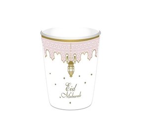 Zin El Afrah Eid Mubarak bekers roze 350ml | 8 stuks Zin El Afrah Eid Mubarak bekers roze 350ml | 8 stuks
