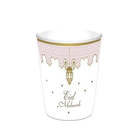 Zin El Afrah Eid Mubarak bekers roze 350ml | 8 stuks Zin El Afrah Eid Mubarak bekers roze 350ml | 8 stuks