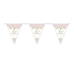 Zin El Afrah Eid Mubarak vlaggenlijn slinger roze | 3 meter Zin El Afrah Eid Mubarak vlaggenlijn slinger roze | 3 meter
