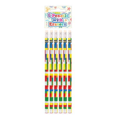 Henbrandt Lego Pencils with Eraser 19cm | 6 pieces