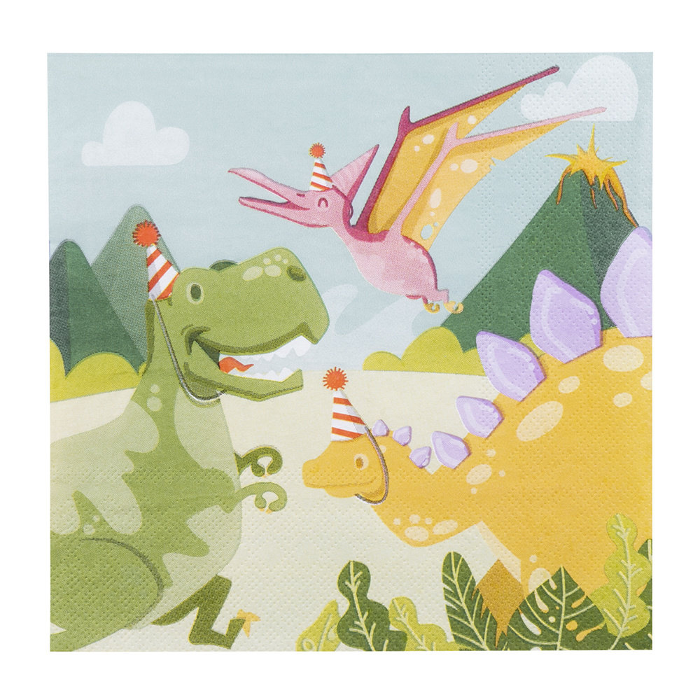 Boland Dinosaurier-Partyservietten 33x33cm | 20 Stück