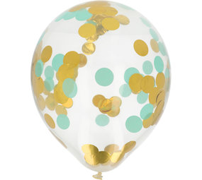 Folat Ballons confettis or et vert menthe 30 cm | 4 pièces