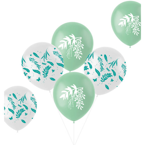 Folat Ballons blancs et vert menthe 33 cm pour ma journée spéciale | 6 pièces