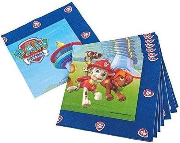 Tib Paw Patrol Servetten 33x33cm | 20 stuks Tib Paw Patrol Servetten 33x33cm | 20 stuks