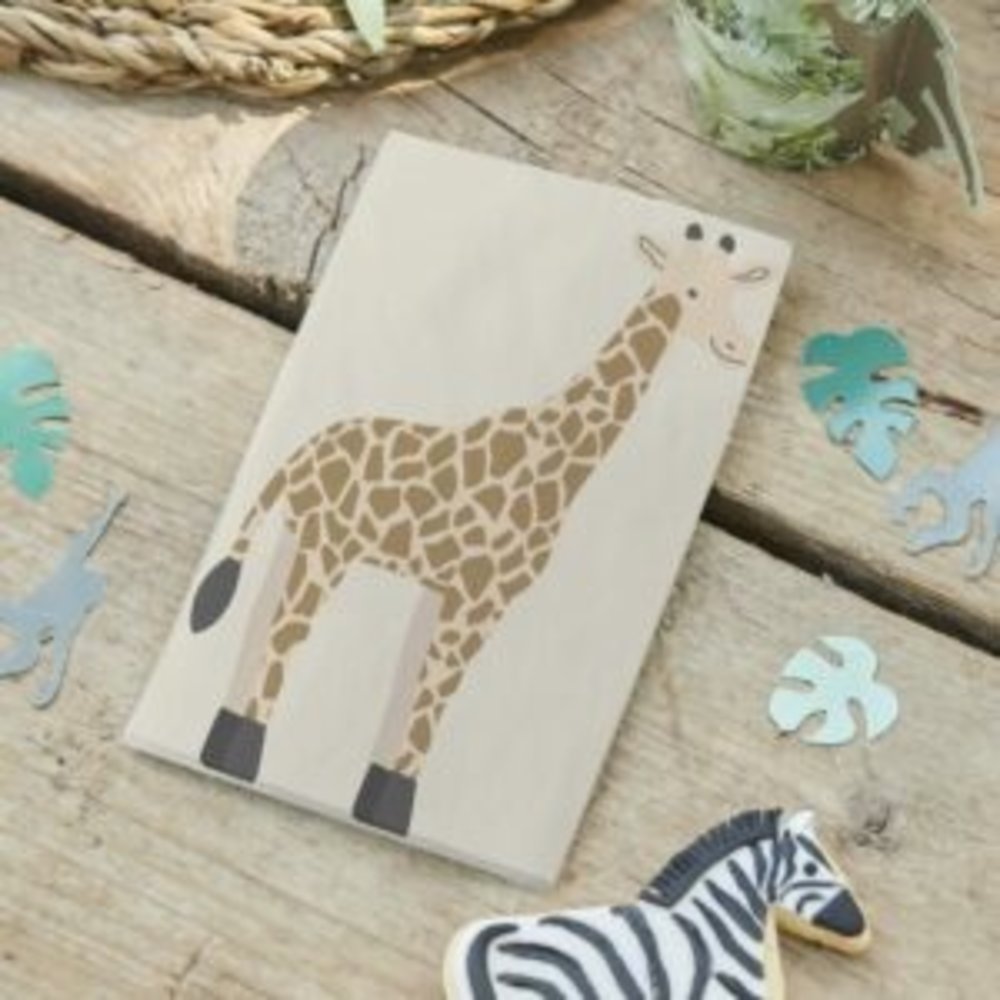 Ginger Ray Servetten Lets go Wild Giraffe 16x16cm | 16 stuks