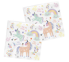 Folat Serviettes Licorne et Arc-en-ciel 33x33cm | 20 pièces
