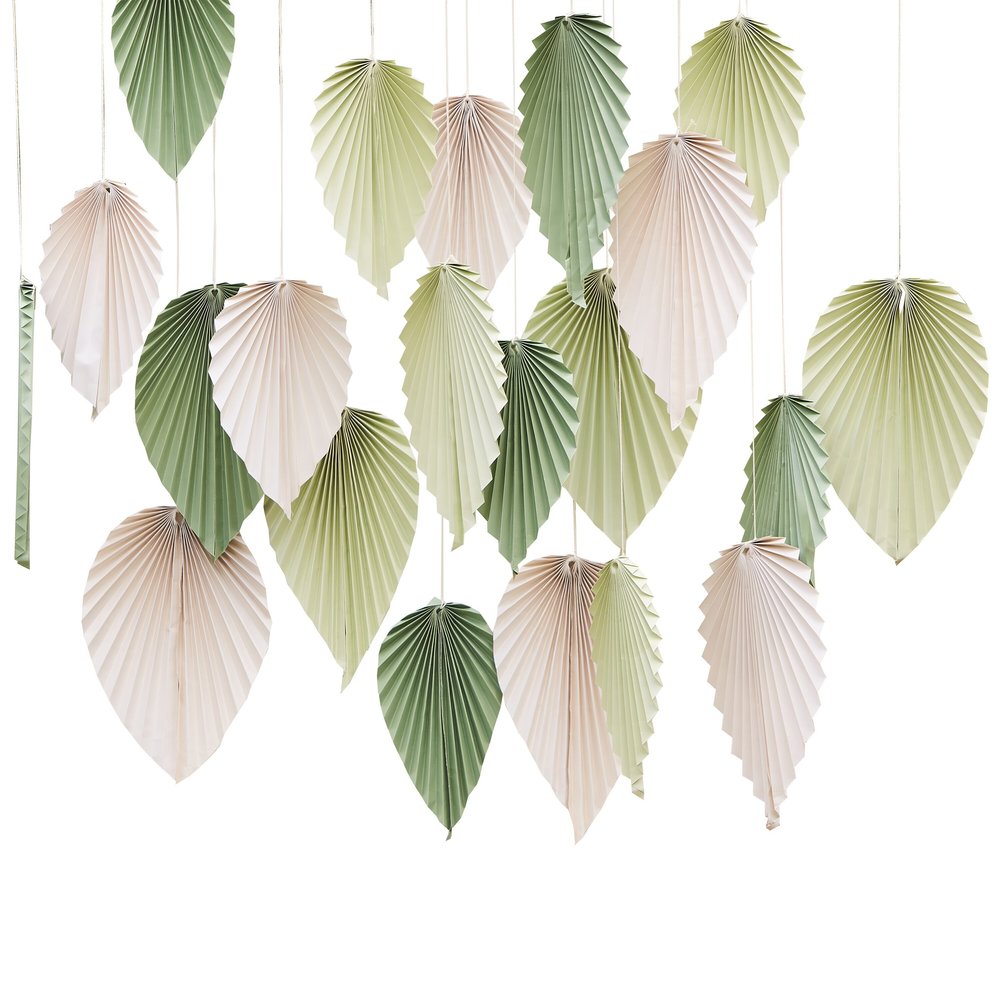 Ginger Ray Fond de scène à feuilles de palmier vertes et crème | 25 pièces